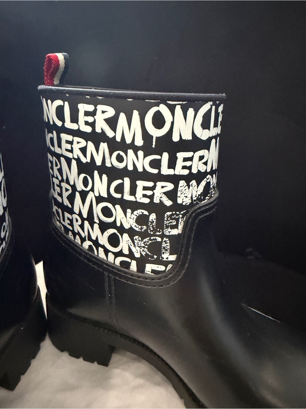 Moncler Black and White Logo Rubber Boots - Picture 2 of 8